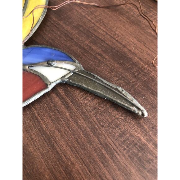 Vintage Stained Glass Large Hummingbird Heavy Vibrant - Picture 7 of 7